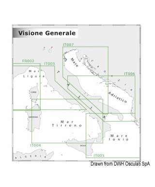 Carte Navimap IT004-IT005 De Fiumicino à R. Calabria avec Sardaigne E, Sicile N