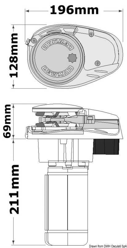 Treuil Lewmar V700 12V 320W chaîne 6mm bout 12mm