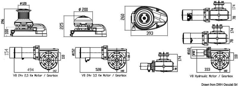 Treuil Lewmar V8 24V barbotin 12mm moteur 3500W