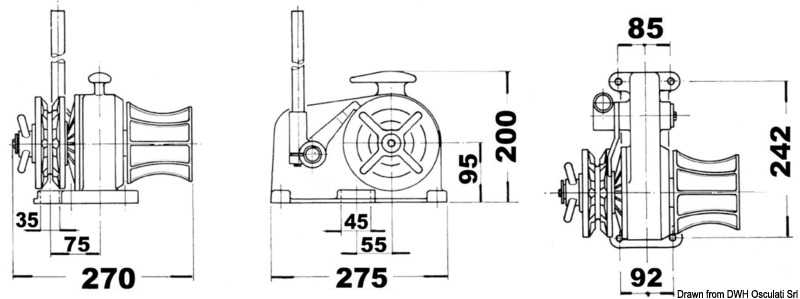 Treuil manuel Italwinch Giglio barbotin 6 mm Charge de travail 300kg