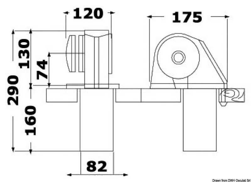 Treuil Italwinch Obi 500W 12V sans cloche barbotin 6mm