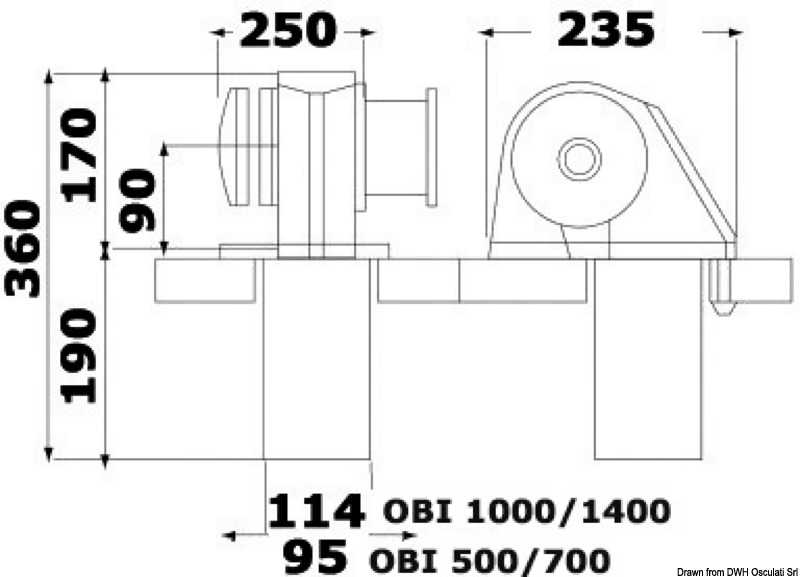 Treuil Italwinch Obi 1000W 12V avec cloche barbotin 8mm