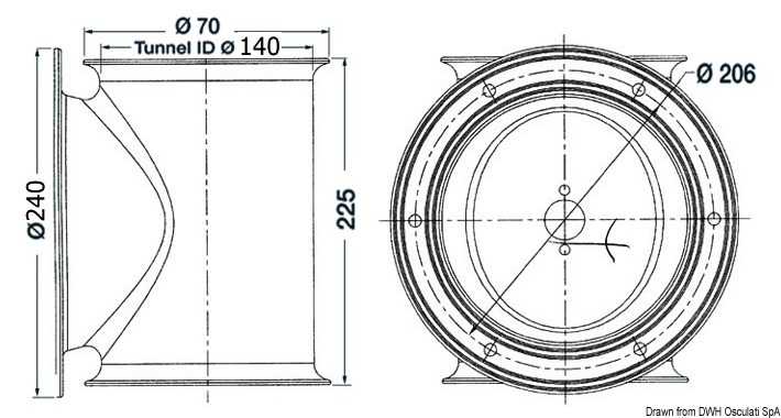 Tunnel Lewmar pour hélice de poupe diamètre 140mm