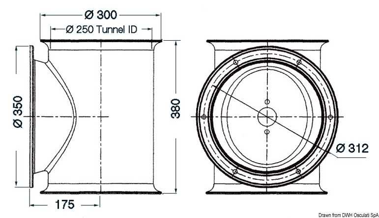 Tunnel Lewmar pour hélice de poupe diamètre 250mm