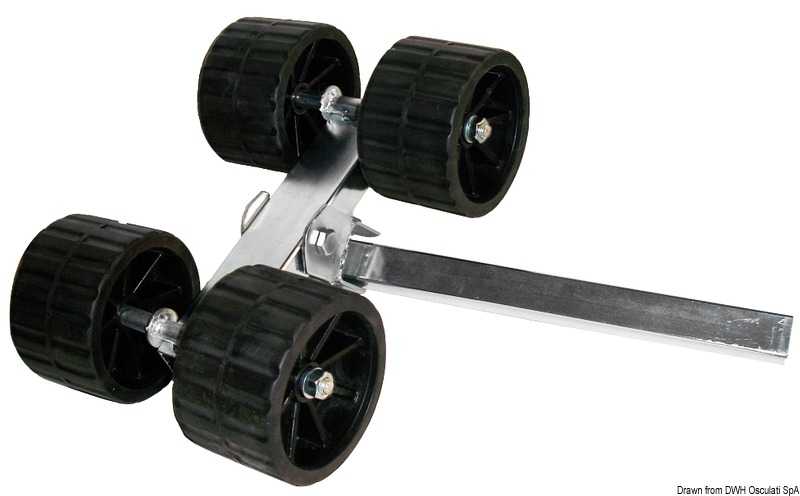 Rouleau pivotant 4 rouleaux droit Tube carré 40mm rouleaux 120mm
