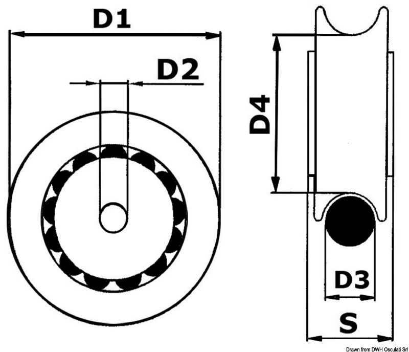 Poulie 10 mm en nylon montées sur billes en Delrin®