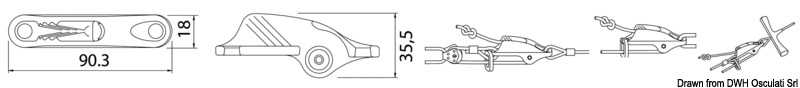 Coinceur CLAMCLEATS CL 253AN pour écoutes 3-6mm