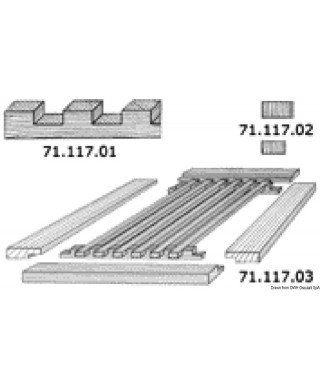 Profil entaillé teck T032 avec entaille 18x18m Longueur 122cm