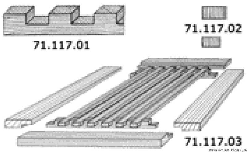 Profil entaillé teck T032 avec entaille 18x18m Longueur 122cm