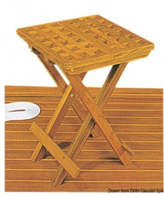 Tabouret pliant teck 30x30x45 cm ouvert replié 30x50x6 cm