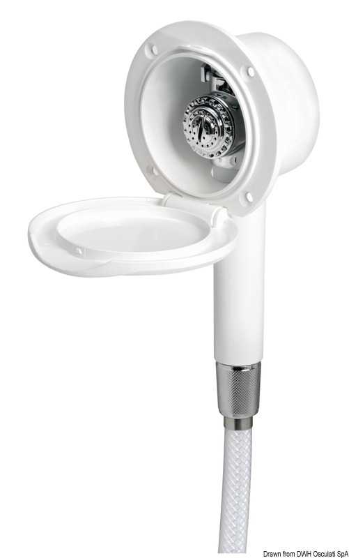 Coffret douche blanc Classic Evo tuyau PVC 4 mm Montage à la verticale