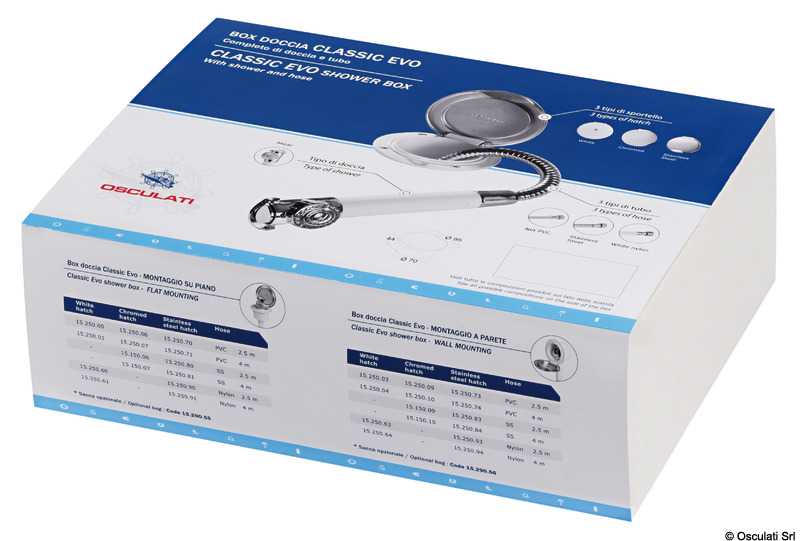 Coffret douche chromé ClassicEvo tuyau inox 2,5 m Montage à plat