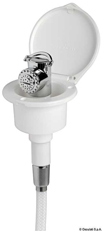 Coffret douche Elegant blanche tuyau PVC 2,5 m Montage à plat