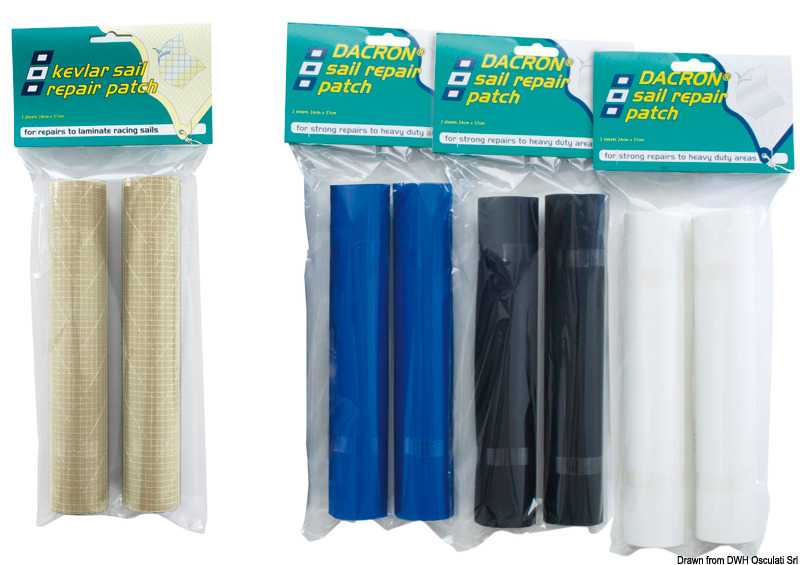 Kit réparation tissu Dacron BLEU 2 rectangles 24 x 37cm