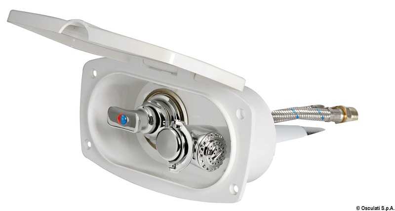 Coffret douche New Edge crème tuyau PVC 2,5 mm Sortie douche arrière