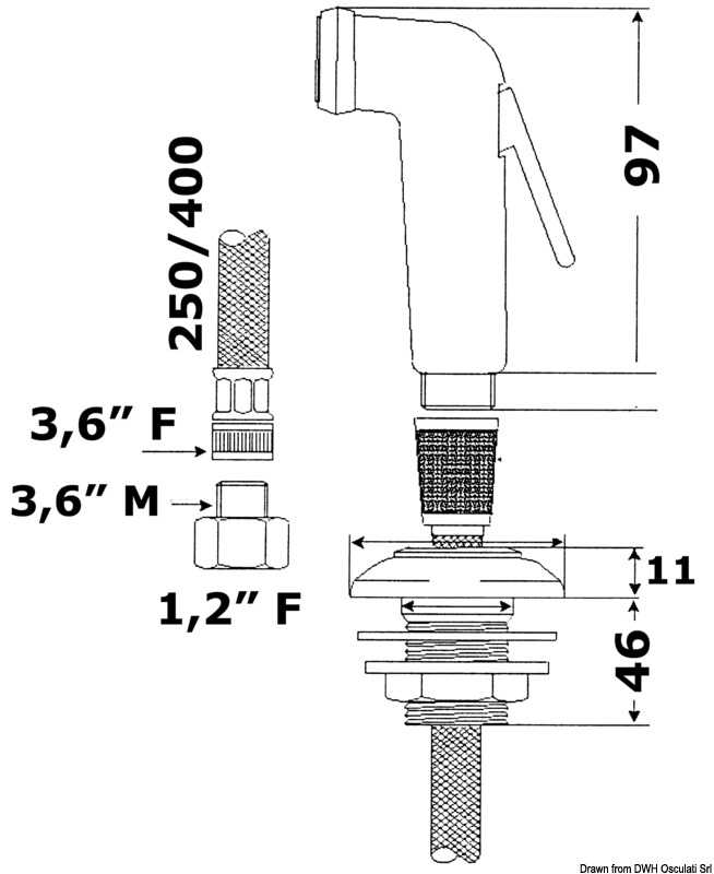 Douchette Utility téléphone tuyau PVC 4 m Support de pont