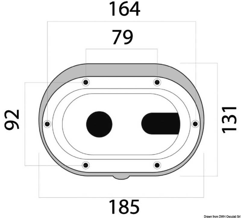 Coffret douche Oval + porte sortie transversale 185x131mm