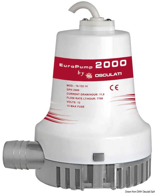 Pompe de cale immergée Europump II 2000 12V Débit 128 L/m