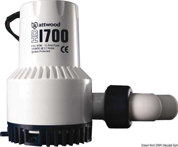 Pompe de fond de cale Attwood Heavy Duty 12V 5,7A Débit 96 L/m