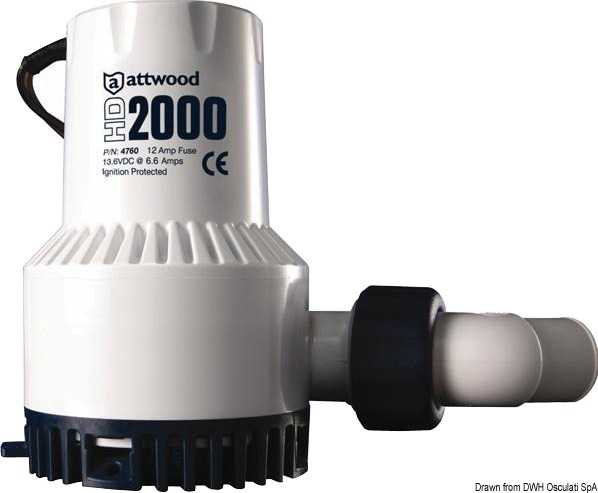 Pompe de fond de cale Attwood Heavy Duty 12V 6,6A Débit 130 L/m