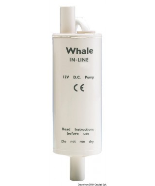 Pompe immergée Whale 12V 3A en ligne Débit 11 L/m