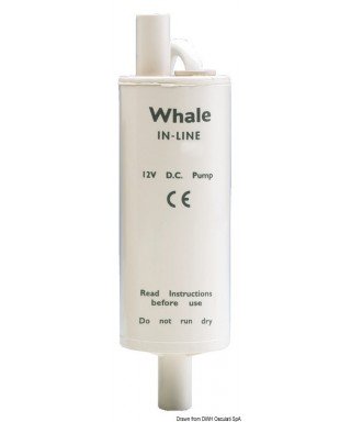 Pompe immergée Whale 24V 1,6A en ligne Débit 11 L/m