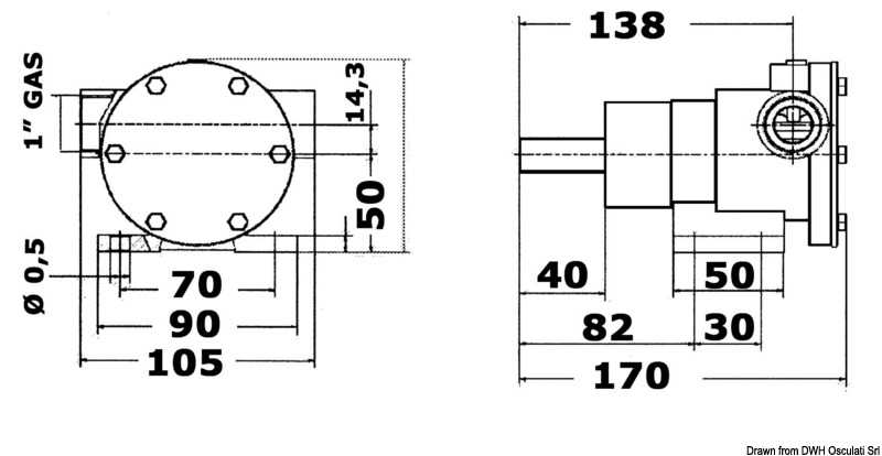 Pompe Nauco 335 107 L joint mécanique Johnson F7B-8-10-24572-01