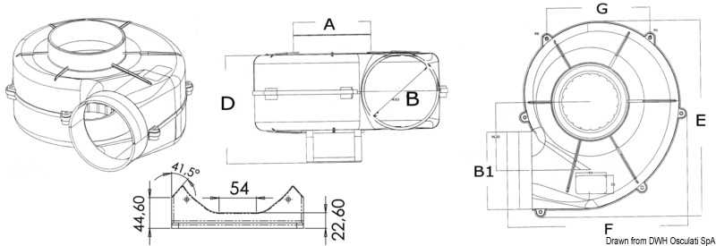 Aspirateur centrifuge avec étrier 12V 11,5A Débit 500 m3/h