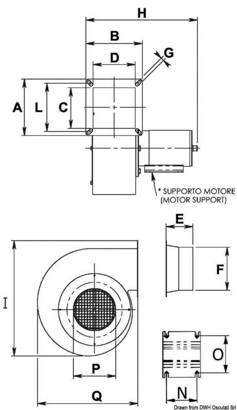 Ventilateur centrifuge 24V 120W 6A Rotation RD Débit 15 m3/min