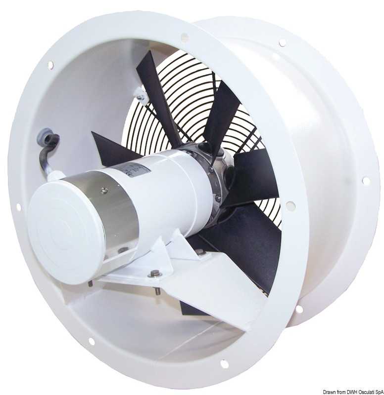 Ventilateur hélicoïdal 24V 300W 11A flux FA Débit 30 m3/min