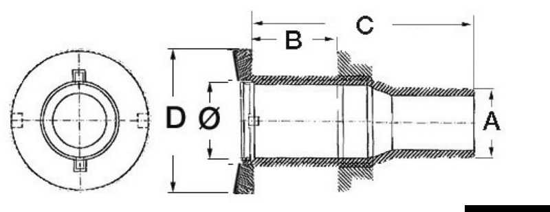 Passe-coque au ras Inox 316 1/2" x 19 mm