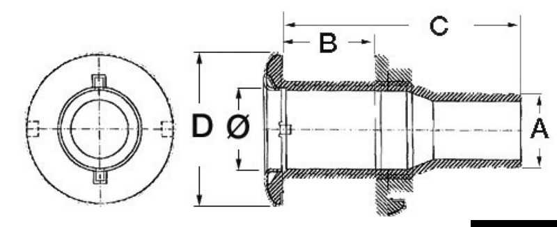 Passe-coque Inox 316 1 1/4" x 39 mm