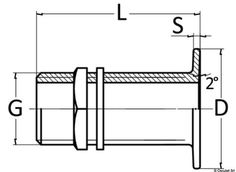 Passe-coque au ras laiton chromé 3/8"