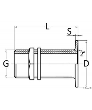 Passe-coque au ras laiton jaune 3/8"