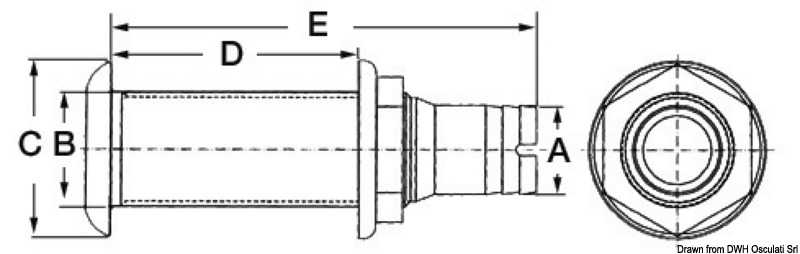 Passe-coque nylon/fibre de verre 1"3/8 19/20 mm