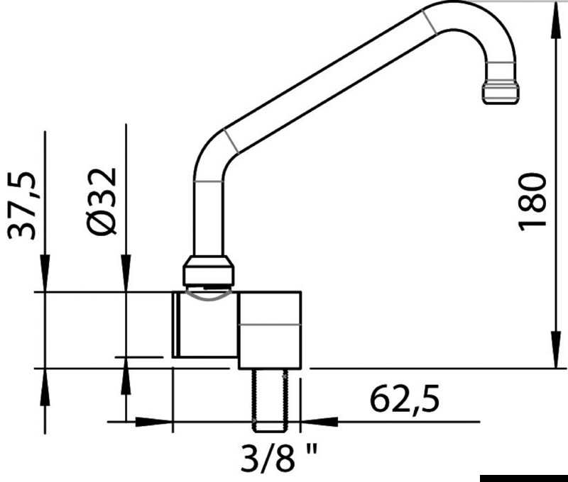 Bec rabattable avec brise-jet Eau froide Embout 3/8" mâle