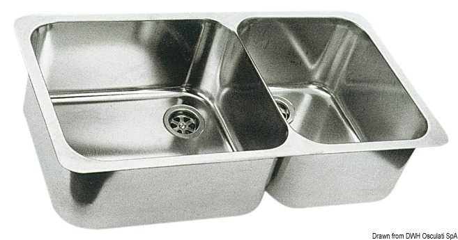 Evier double inox poli 600x320 mm