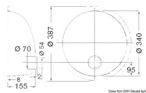 Evier rond inox poli miroir diamètre 387 mm