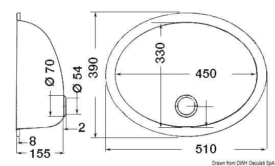 Evier oval inox poli miroir 510x390 mm