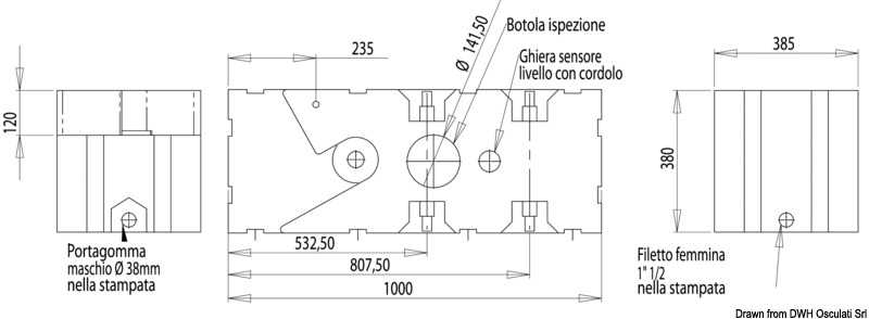 Réservoir eaux usées avec broyer 12V 115 L