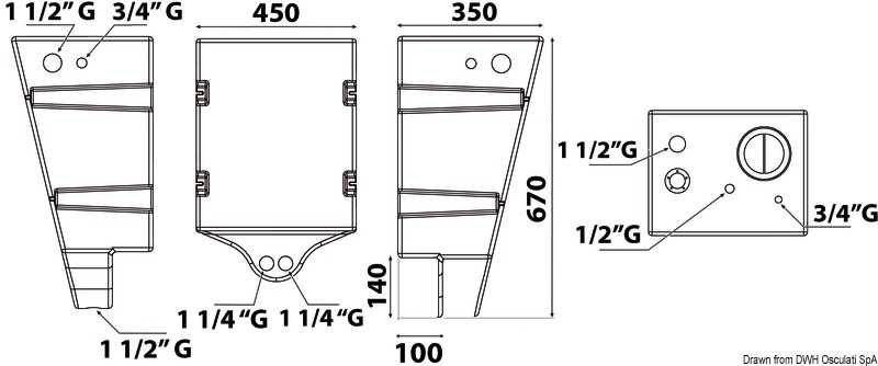 Réservoir eaux usées fixation murale 60 L