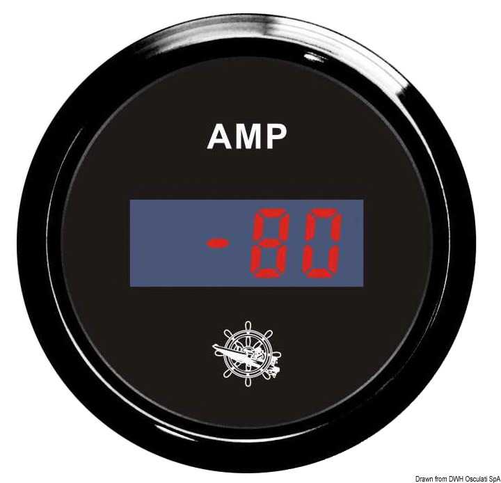 Ampèremètre numérique Cadran noir lunette noire 51mm