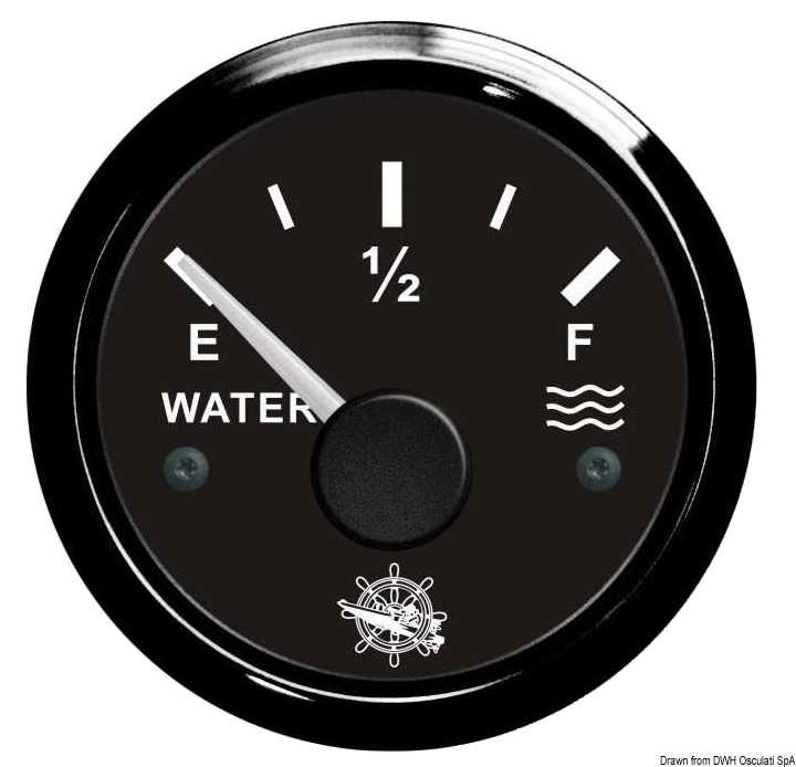 Jauge d'eau 240/33 Ohm Cadran noir lunette noire 51mm