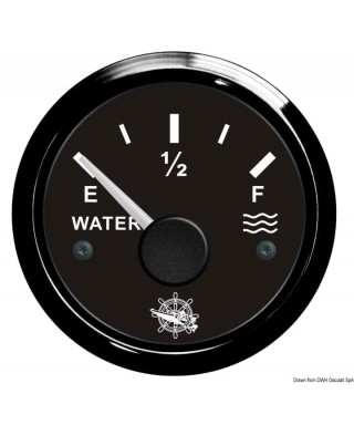 Jauge d'eau 240/33 Ohm Cadran noir lunette noire 51mm