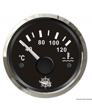 Jauge de température d'eau 40/120° Cadran noir lunette polie 51mm