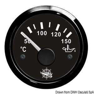 Jauge de température d'huile 50/150° Cadran noir lunette noire 51mm