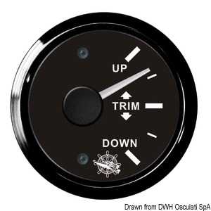 Indicateur de trim 0/190 Ohm Cadran noir lunette noire 51mm