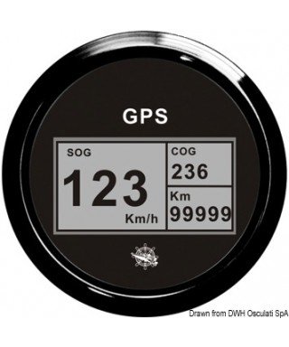 Indicateur vitesse compas totalisateur GPS Cadran noir lunette noire 85mm
