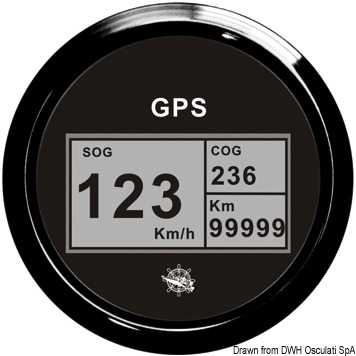 Indicateur vitesse compas totalisateur GPS Cadran noir lunette noire 85mm