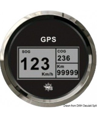 Indicateur vitesse compas totalisateur GPS Cadran noir lunette polie 85mm